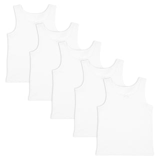 Girls 5pk Cotton Rich White Vests